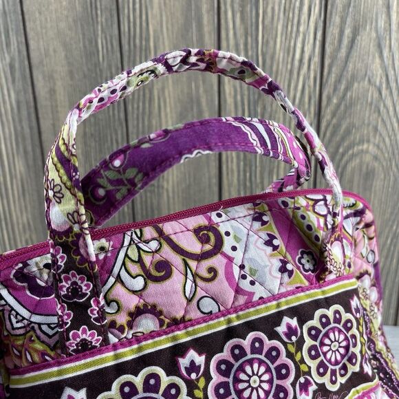 VERA BRADLEY Pink Floral Cotton Quilted Medium Bag Handbag Purse - Makeup - Picture 9 of 16